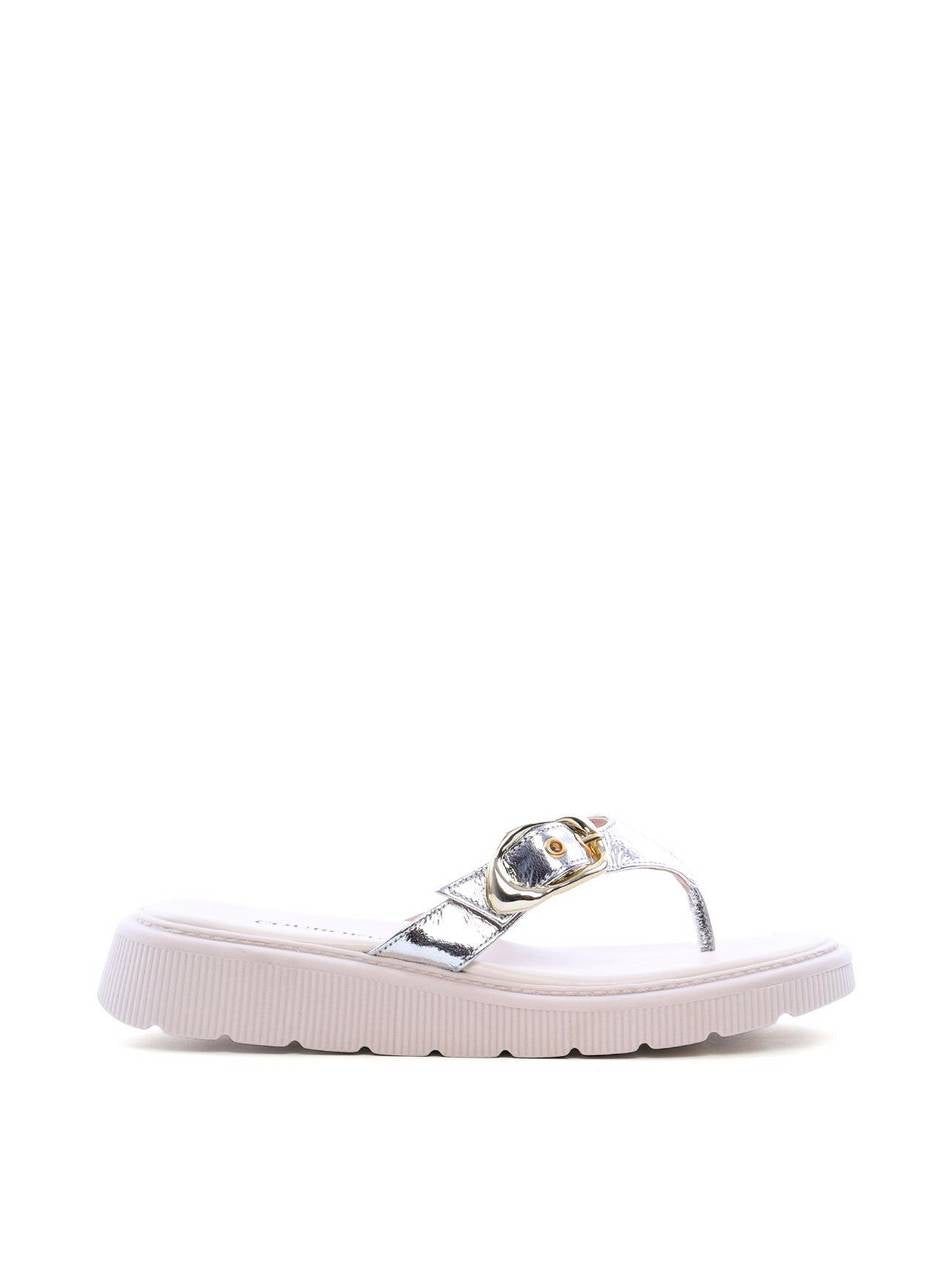 Sandália Flatform Dedo com Fivela - Prata SDI-11757 - PT