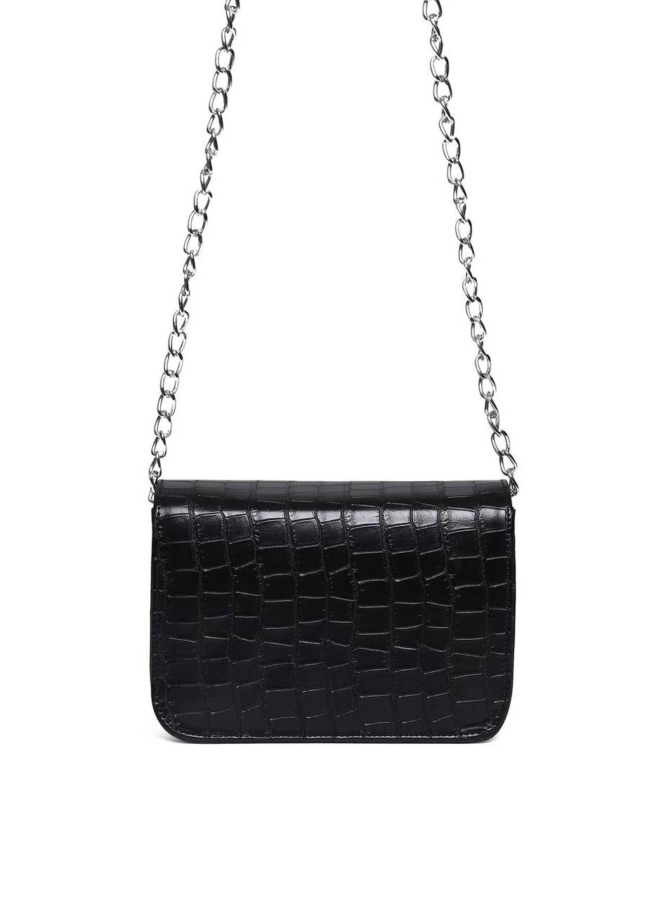 Bolsa Saddle Pequena Estruturada Alça Transversal Preta BSI-5724 - PR