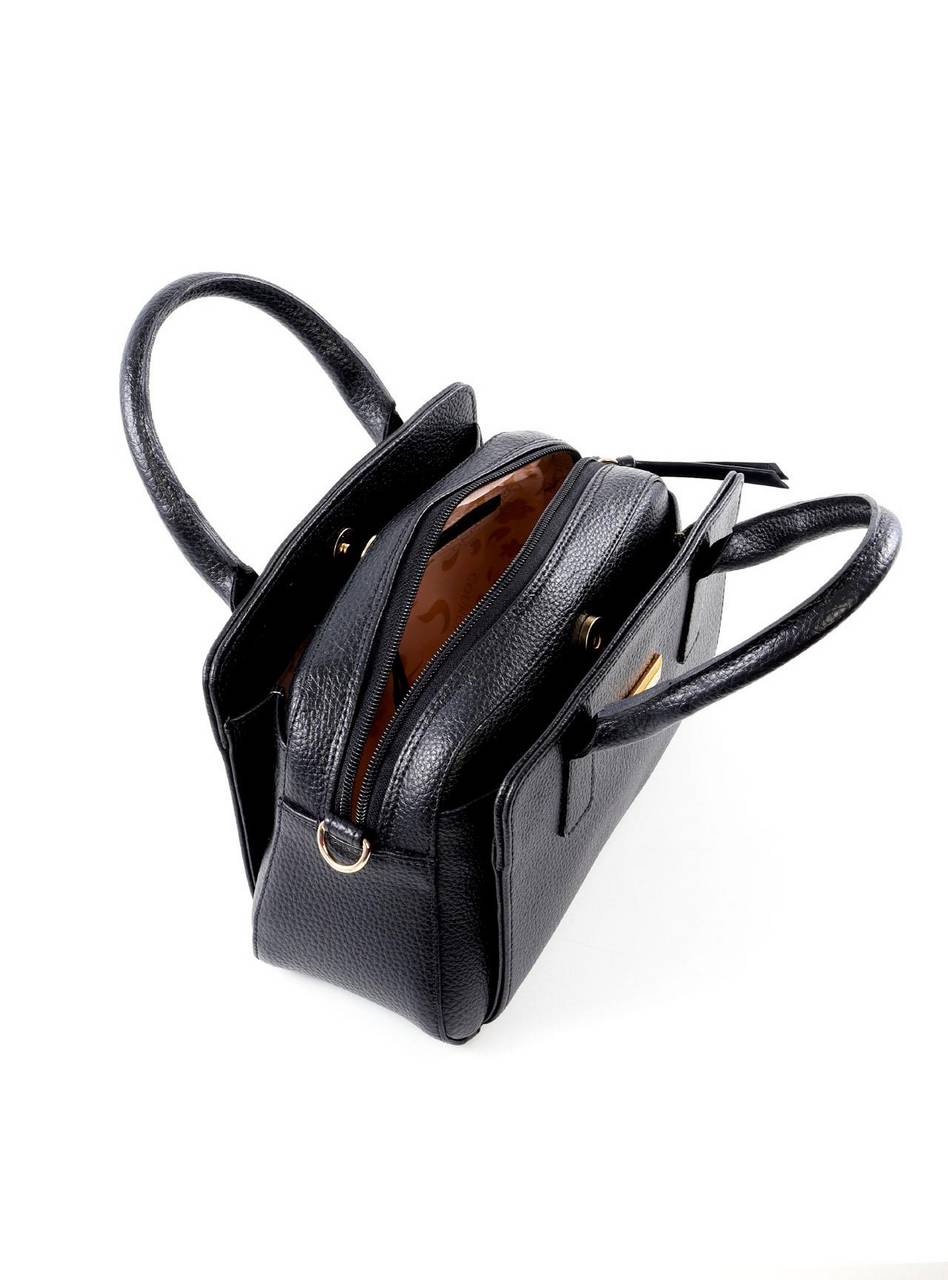 Bolsa Tote Quadrada com 3 Divisórias - Preta BSI-6474 - PR