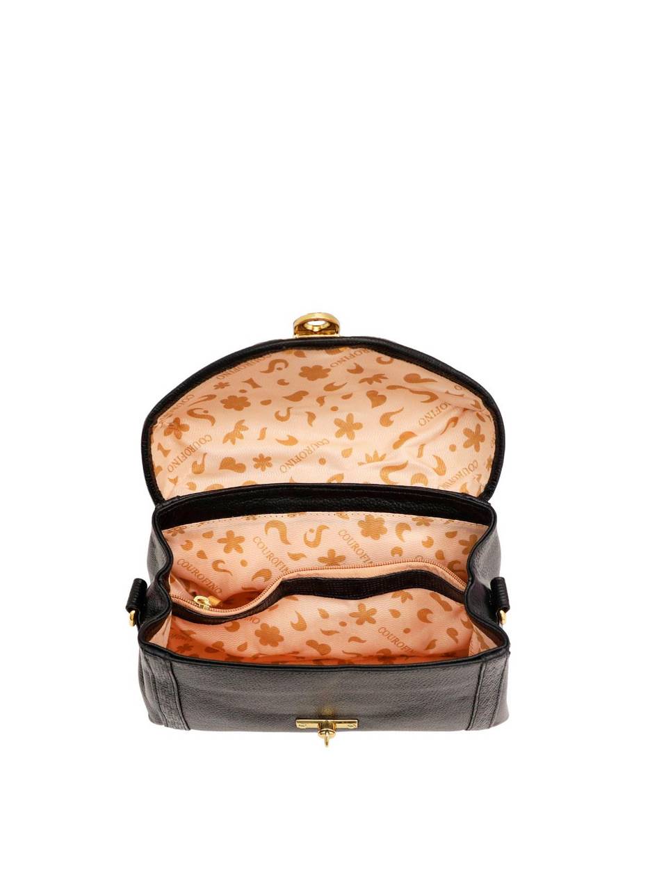 Bolsa Feminina Satchel Pequena Couro Preta BSI-5710 - PR