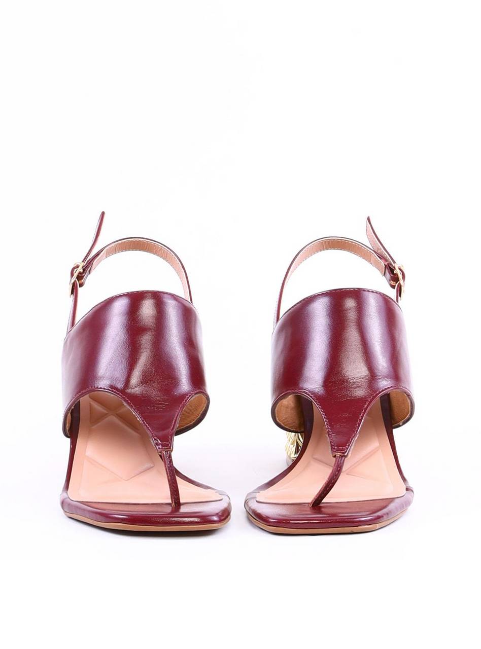 Sandália de Salto Bloco em Escama - Vinho SDI-12008 - VI
