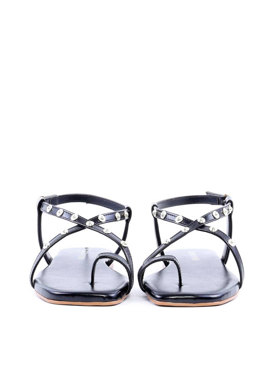 Rasteira com Dedeira e Tiras Cruzadas - Preta SDI-11903 - PR