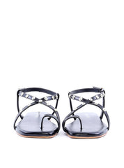 Rasteira com Dedeira e Tiras Cruzadas - Preta SDI-11903 - PR