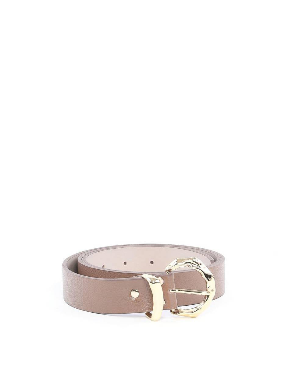 Cinto Feminino Largo de Couro com Fivela Orgânica - Nude CTI-992 - NU