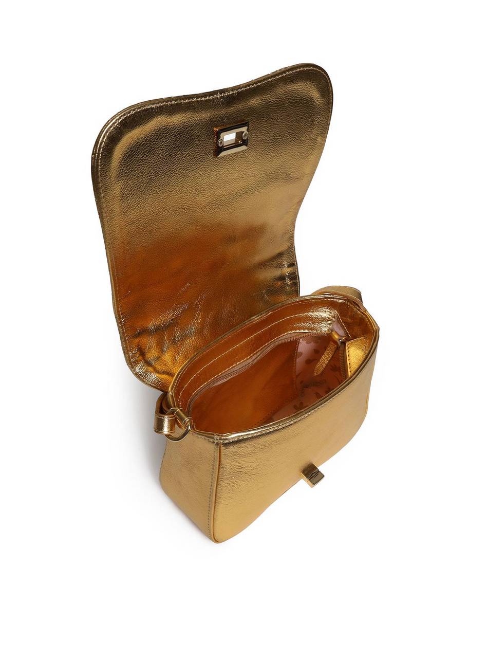 Bolsa Satchel Pequena Couro Tiracolo Ouro BSI-5954 - AU