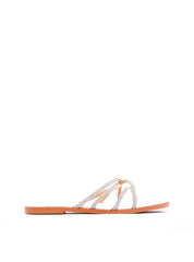 Rasteira com Tiras de Strass Entrelaçadas - Branca SDI-11955 - BR