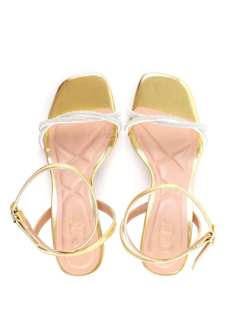 Sandália com Tira em Strass - Ouro SDI-11901 - AU