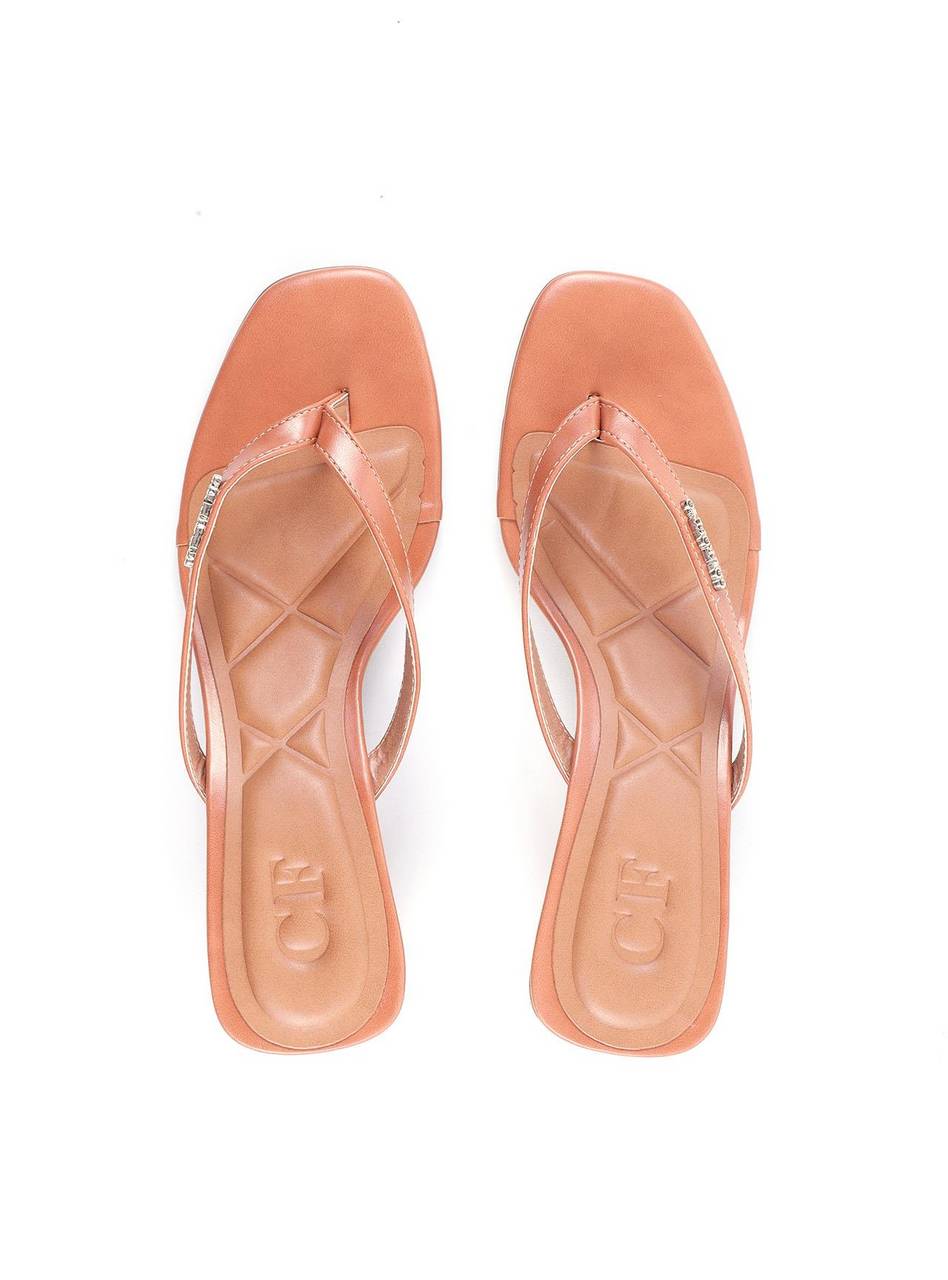 Tamanco de Dedo com Salto Bloco - Nude BSI-11818 - NU