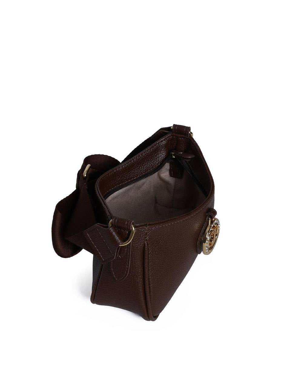 Bolsa Hobo Transversal com Bag Charm - Cacau BSI-5977 - CA