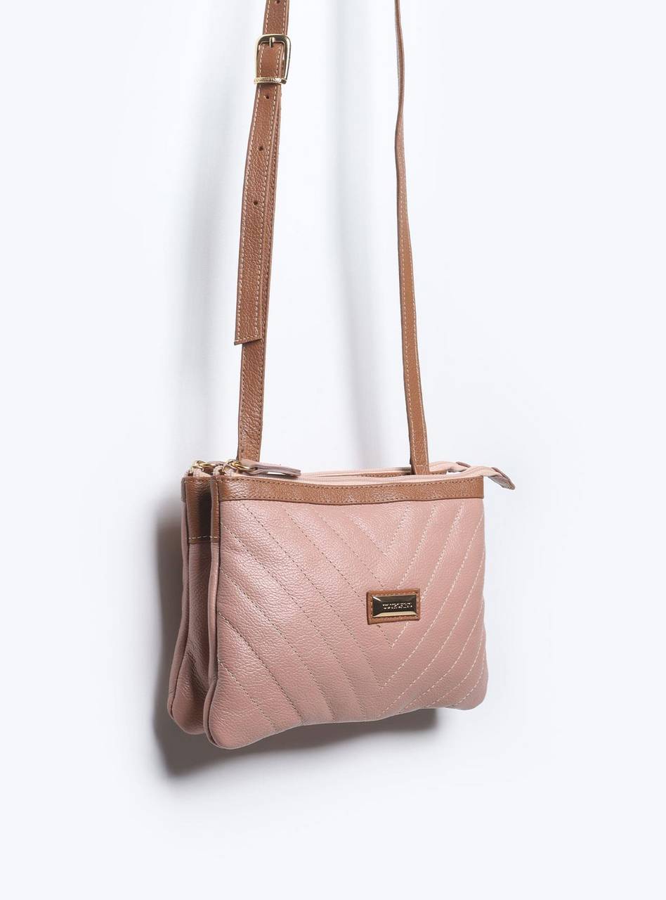 Bolsa Clutch Pequena Duas Divisórias Couro Nude BSI-3728 - NU