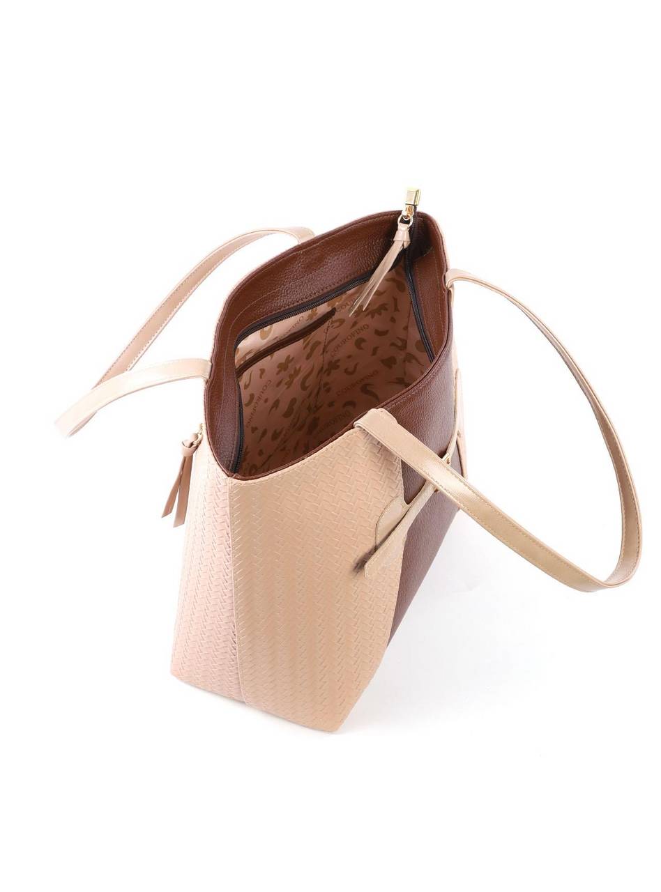 Bolsa Shopper com Tressê e Fivela - Nude BSI-6421 - NU