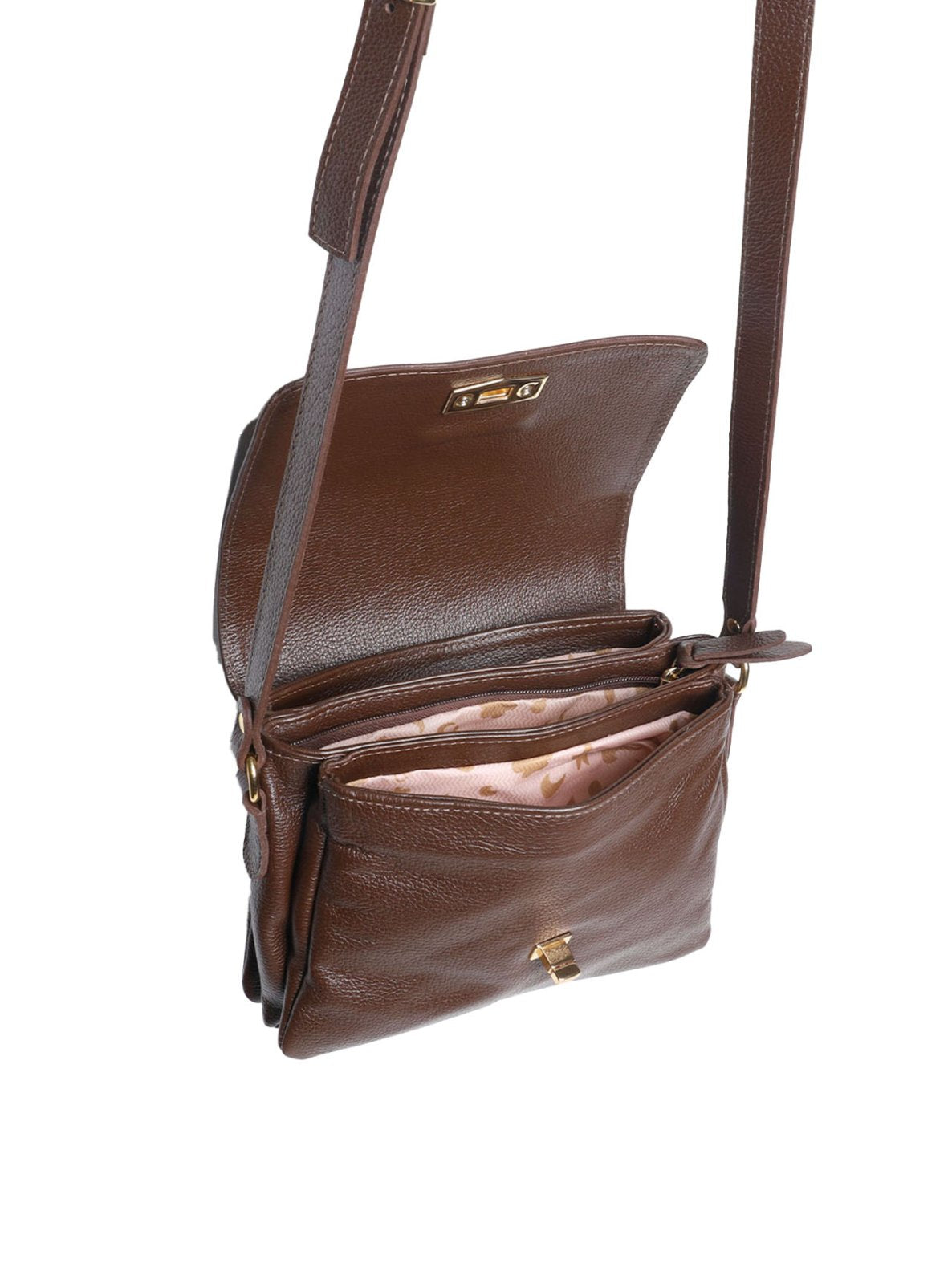 Bolsa Saddle Pequena Couro Alça Regulável Cacau BSI-5739 - CA