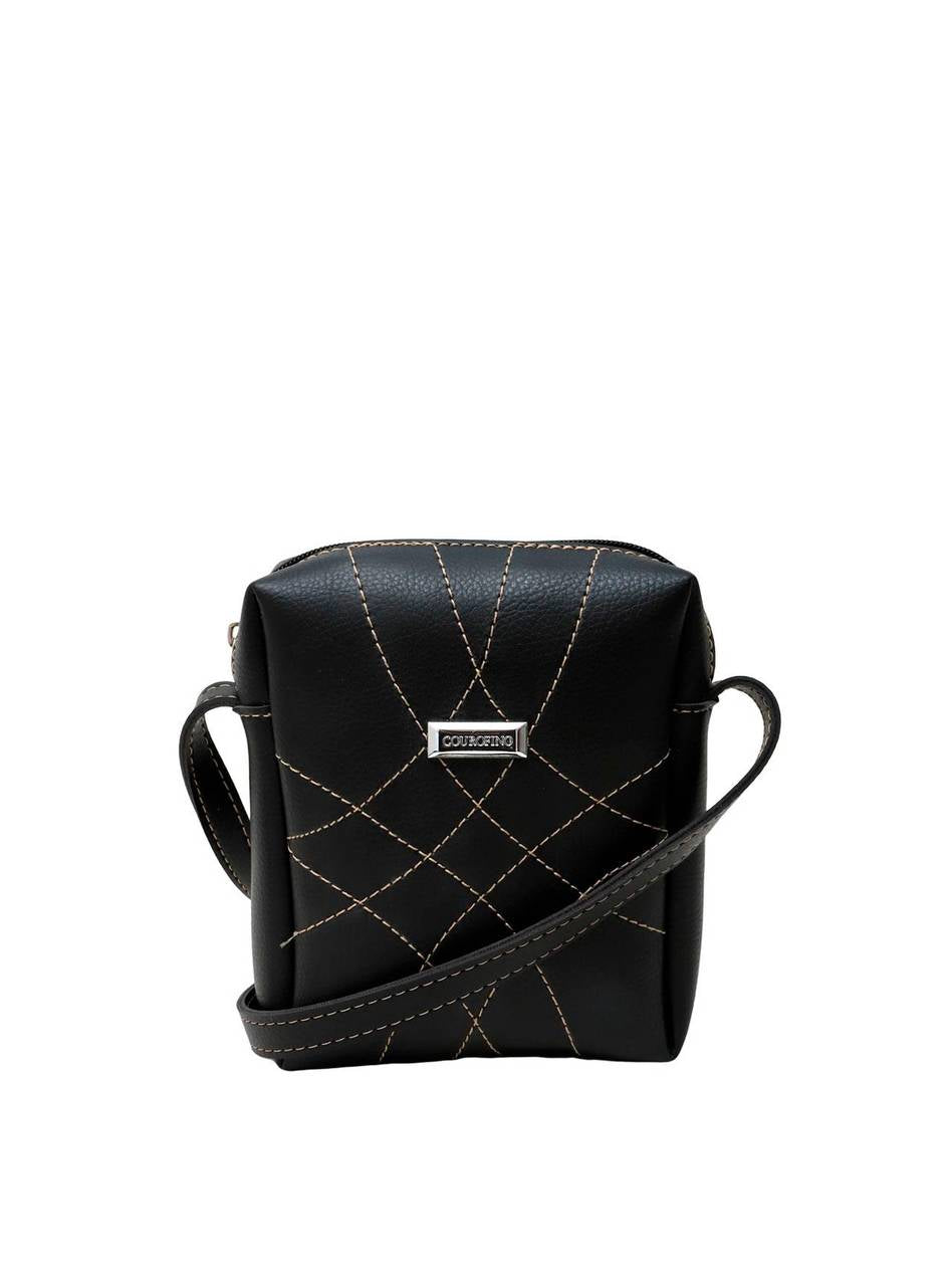 Bolsa Bag Pequena Transversal Costura Trançada Preta BSI-5466 - PR