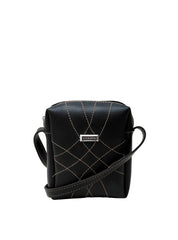 Bolsa Bag Pequena Transversal Costura Trançada Preta BSI-5466 - PR