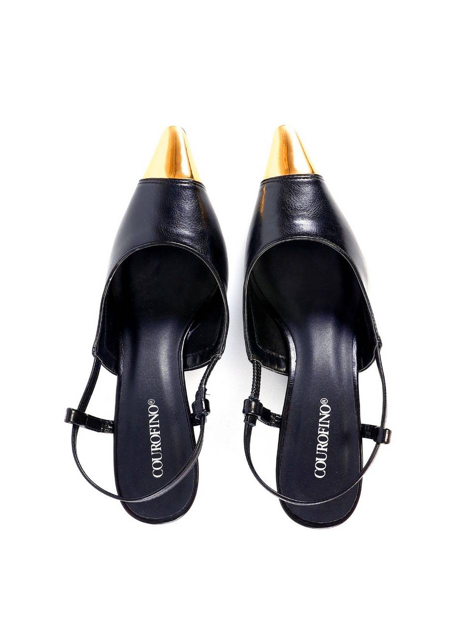 Scarpin Slingback com Biqueira Cromada - Preta SD-12014 - PR