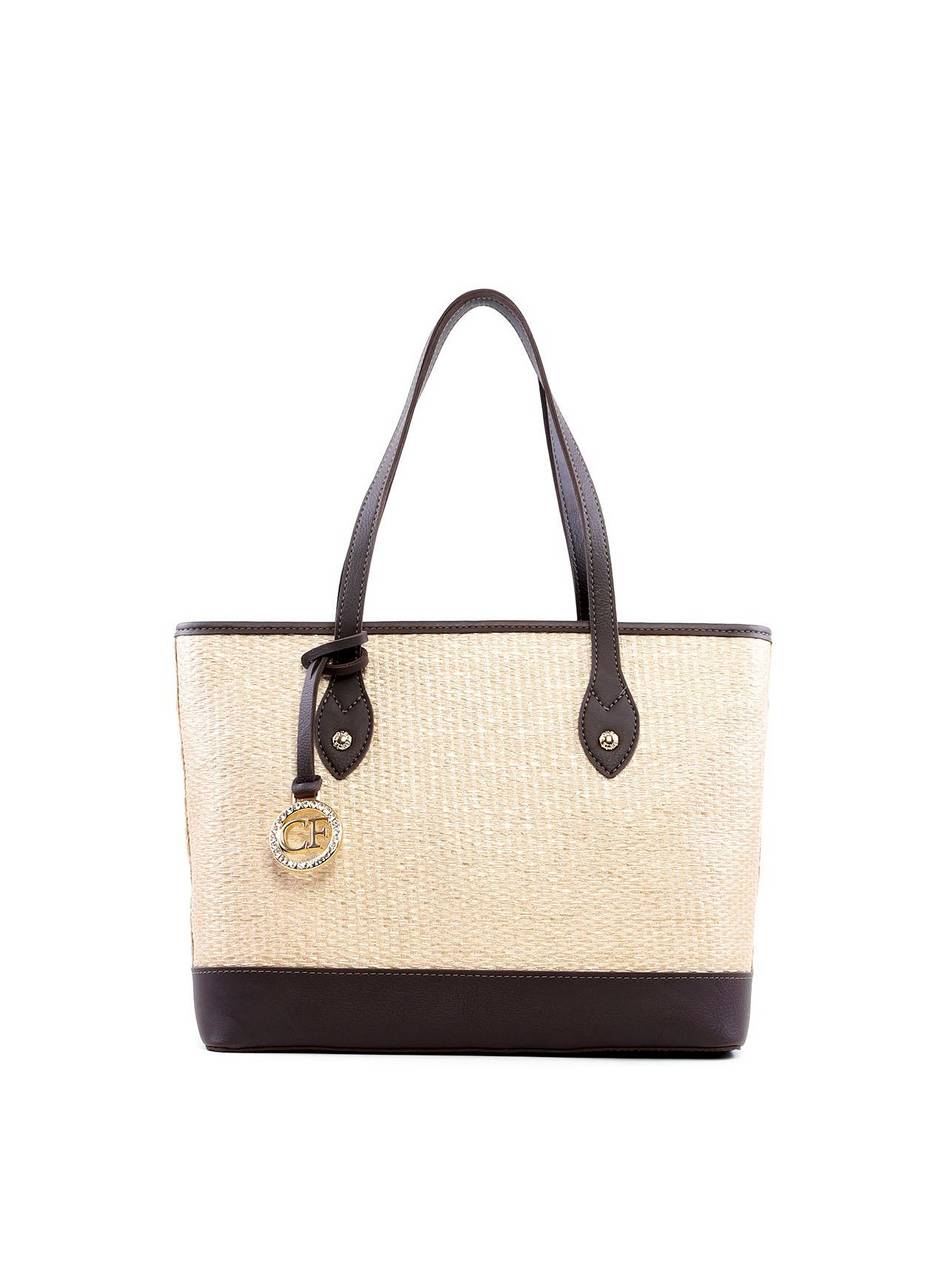 Bolsa Shopper em Palha com Bag Charm - Cacau BSI-6247 - CA