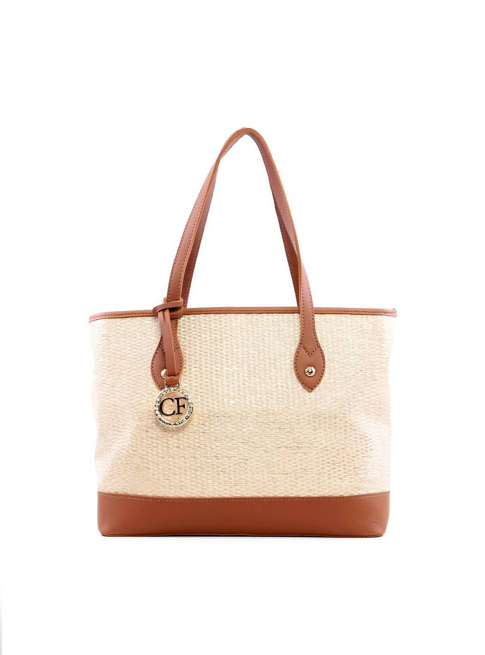 Bolsa Shopper em Palha com Bag Charm - Castor BSI-6247 - CS