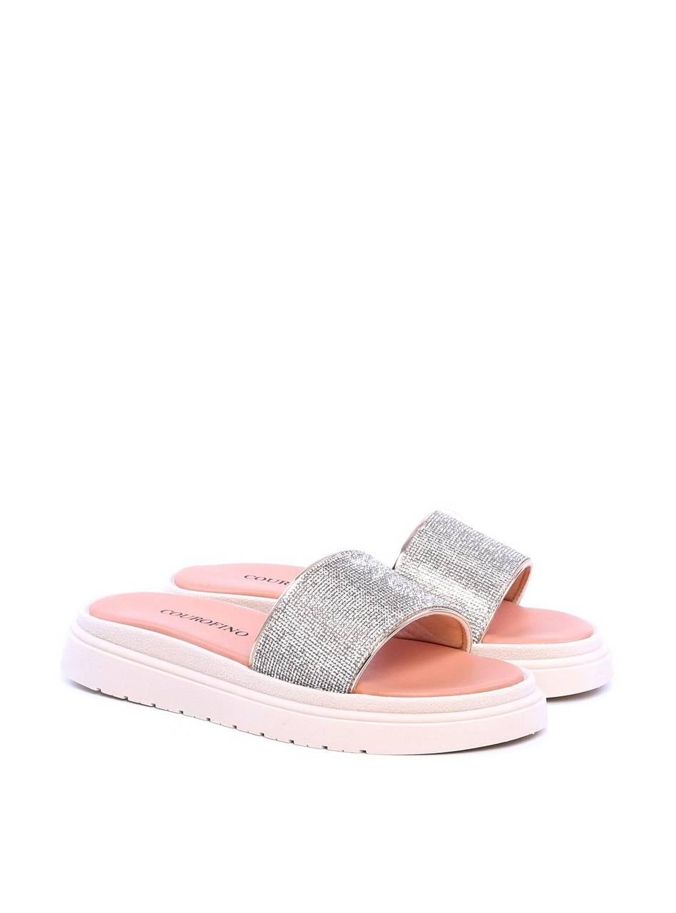Sandália Flatform Slide Manta Brilhosa - Nude SDI-11713 - NU