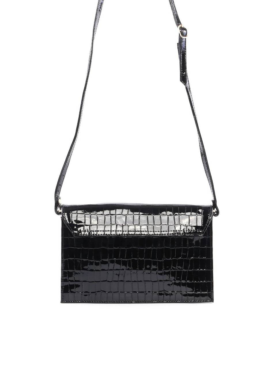 Bolsa Clutch Transversal Croco - Preta BSI-6416 - PR