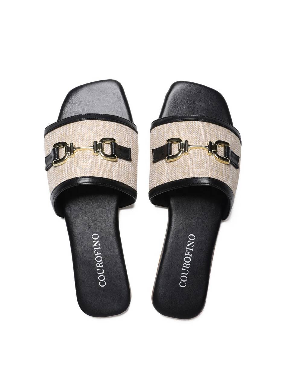 Sandália Feminina Rasteira Slide - Preta SDI-11624 - PR