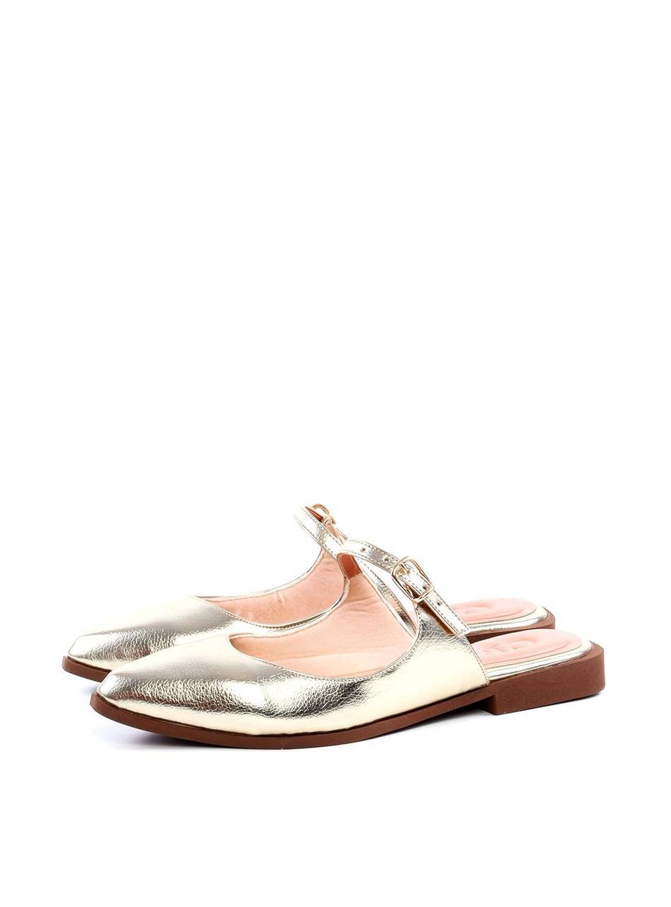 Sandália Mule Bico Fino com Fivela - Ouro SDI-11704 - AU