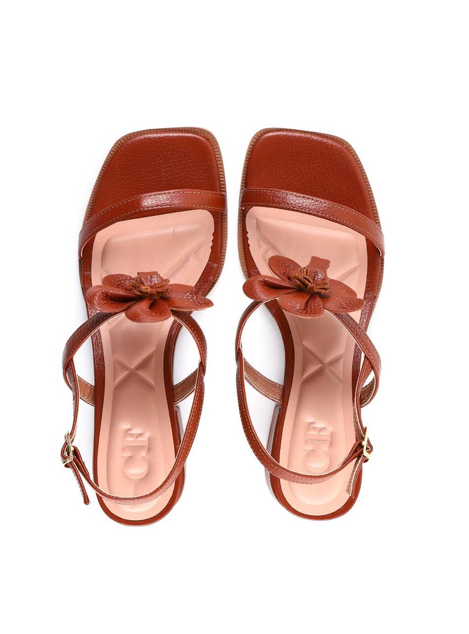Sandália Salto Bloco Enfeite Flor - Castor SDI-12034 - CS