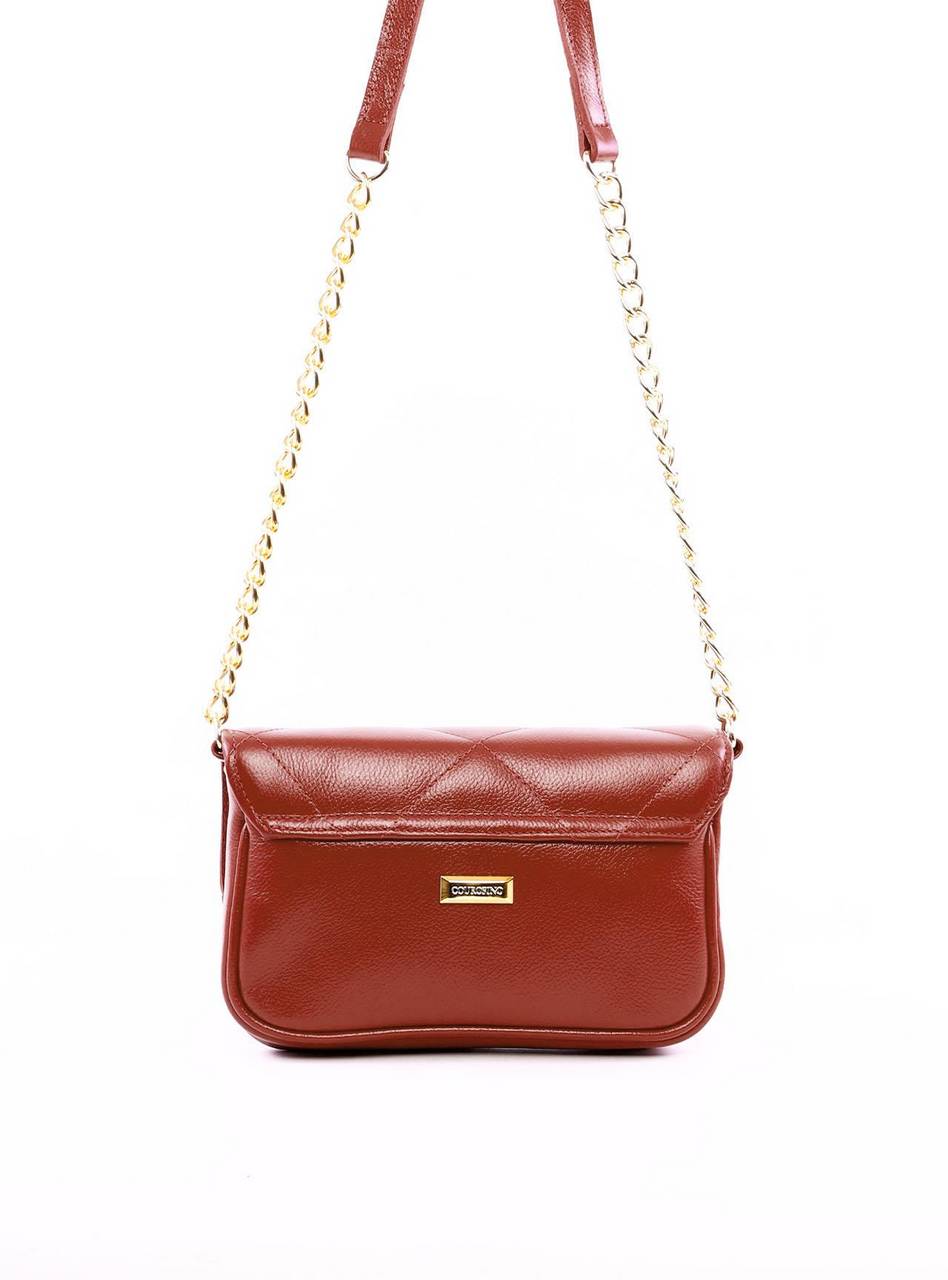 Bolsa Satchel Pequeno Couro Transversal - Castor BSI-5858 - CS