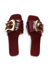 Rasteira com Maxi Fivela e Ilhoses - Vinho SDI-12001 - VI