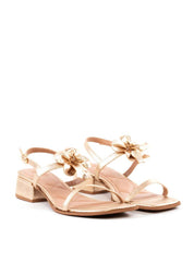 Sandália Salto Bloco Enfeite Flor - Ouro SDI-12034 - AU