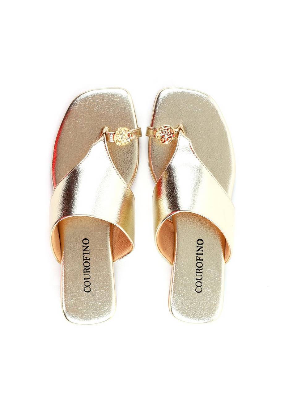 Rasteira com Tira Larga e Medalha - Ouro SDI-11906 - AU