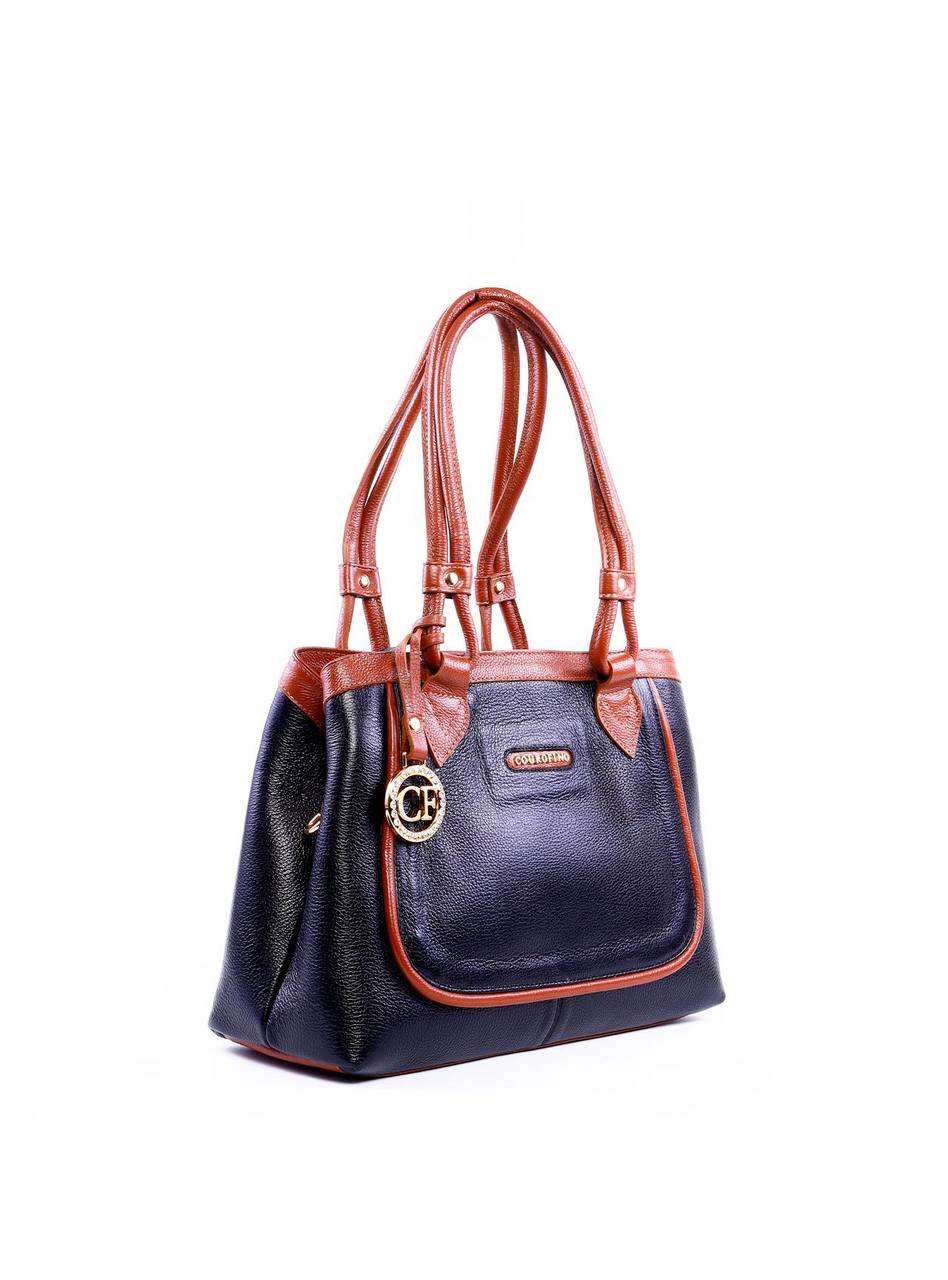Bolsa Alderice Tote Detalhe Costura e Bag Charm - Preta BSI-6322 - PR