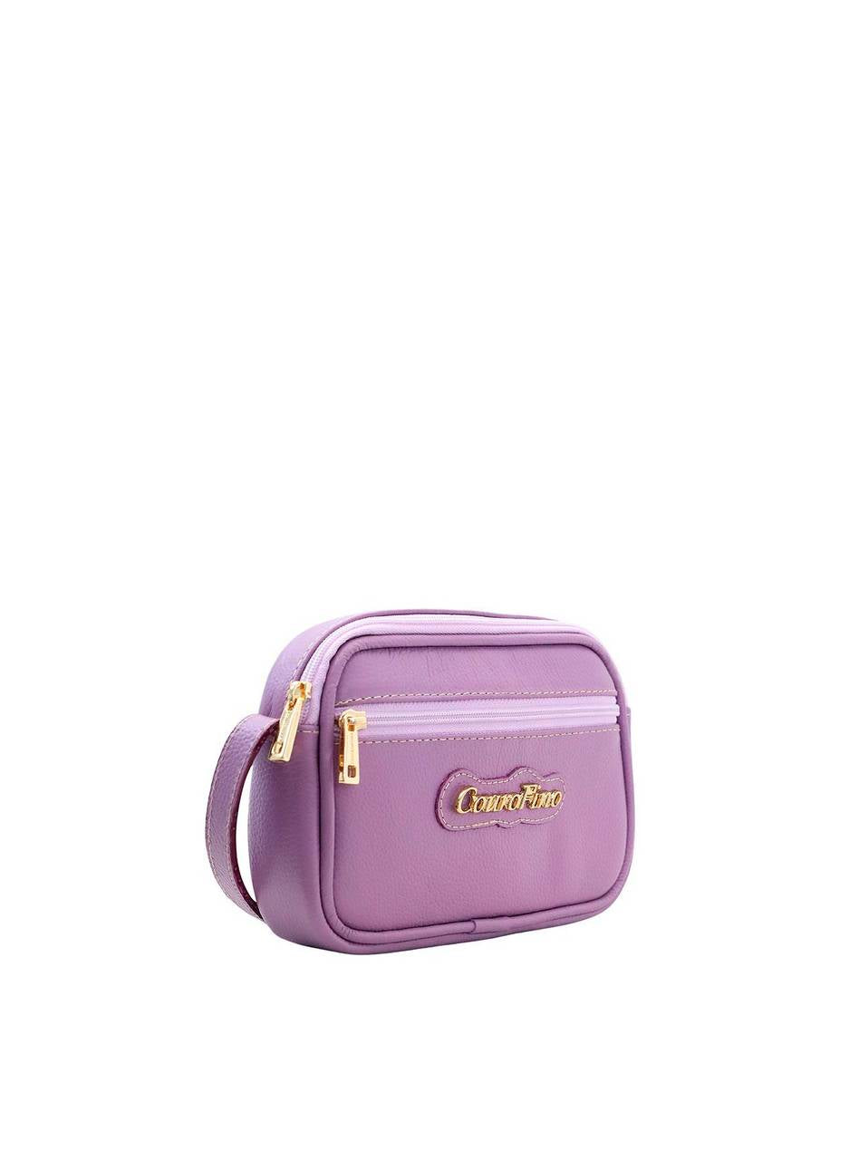 Bolsa Clutch Couro Pequena Transversal Ziper Lilás BSI-5677 - LI