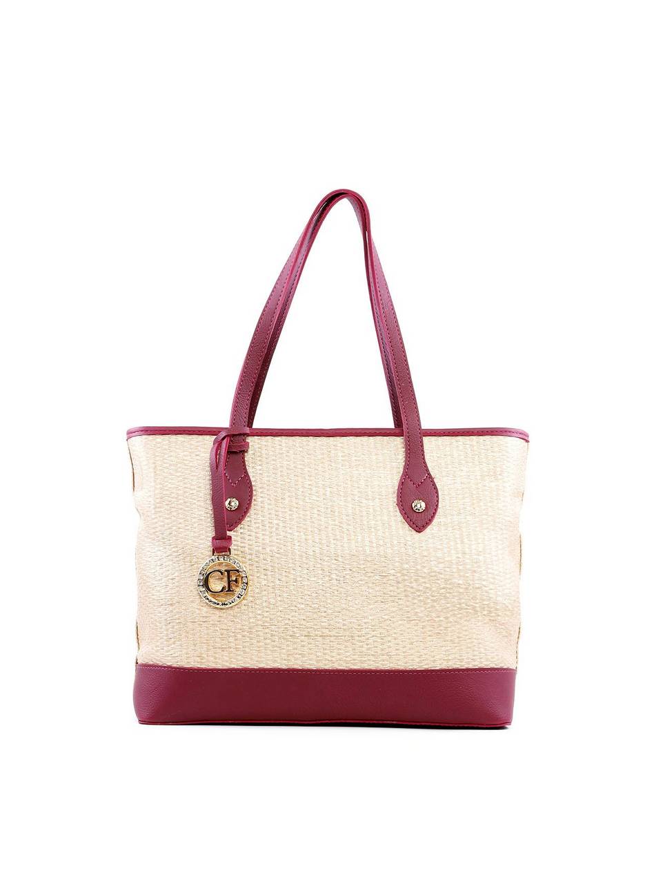 Bolsa Shopper em Palha com Bag Charm - Vinho BSI-6247 - VI