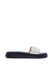 Sandália Flatform Slide Manta Brilhosa - Preta SDI-11713 - PR