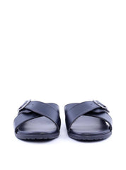 Sandália Masculina em Couro com Tiras Largas - Preta SDI-11703 - PR