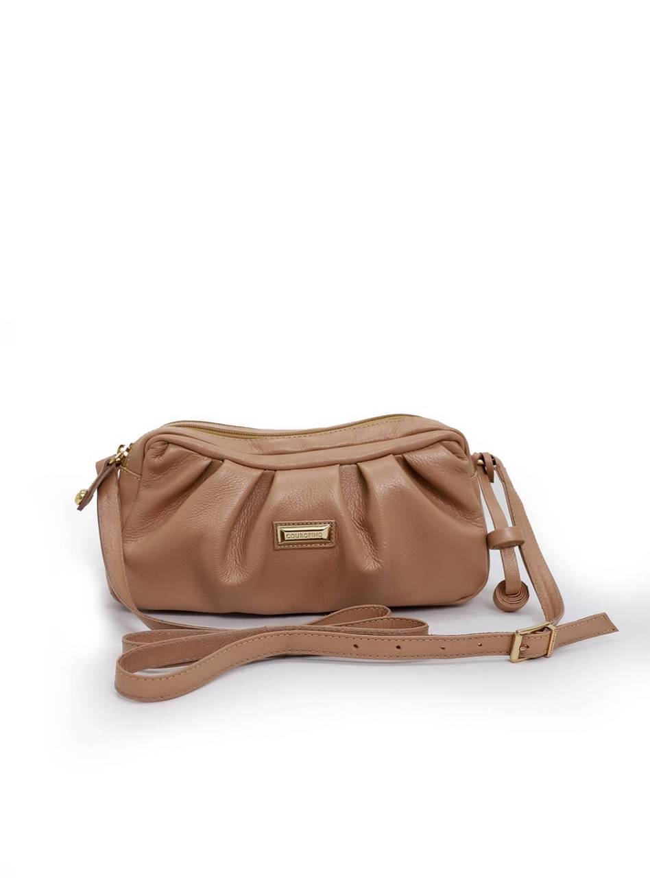 Bolsa Bag Couro Pequena Transversal Zíperes Nude BSI-5154 - NU