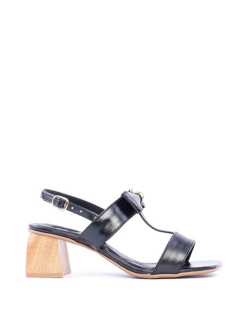 Sandália Salto Bloco de Laço com Rebite - Preta SDI-11800 - PR