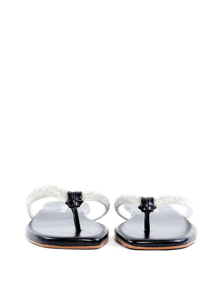 Rasteira de Dedo com Strass - Preta SDI-11889 - PR