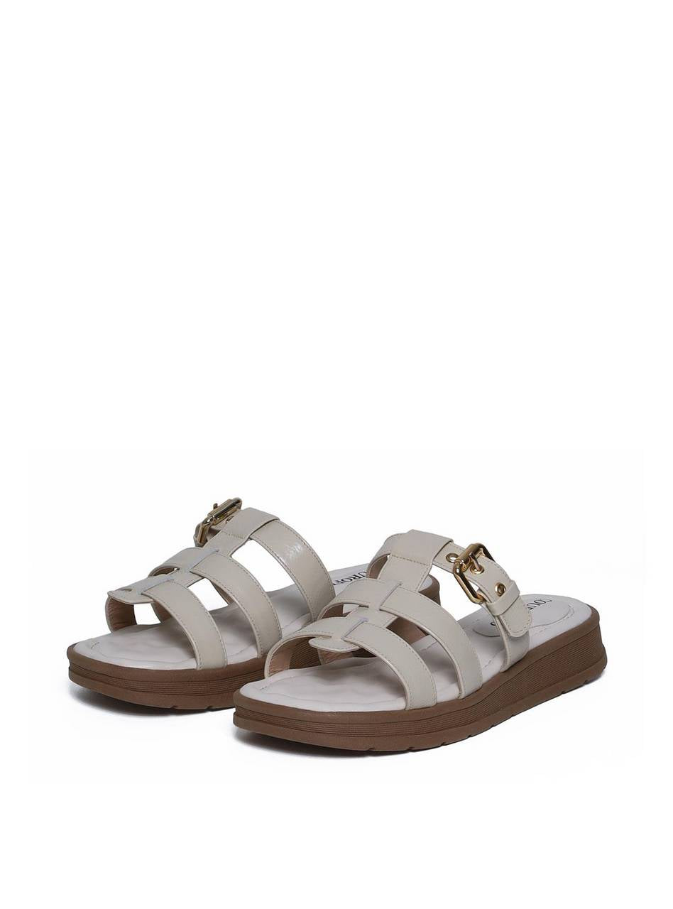 Sandália Flatform com Tiras Entrelaçadas e Fivela - Fenno SDI-11659 - FE