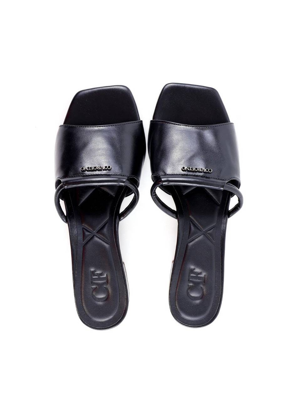 Sandália com Salto Bloco e Tira Larga - Preta SDI-11915 - PR