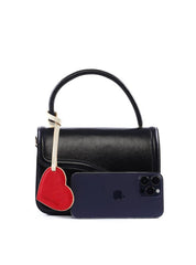 Bolsa Satchel Média com Charm de Coração - Preta BSI-6388 - PR