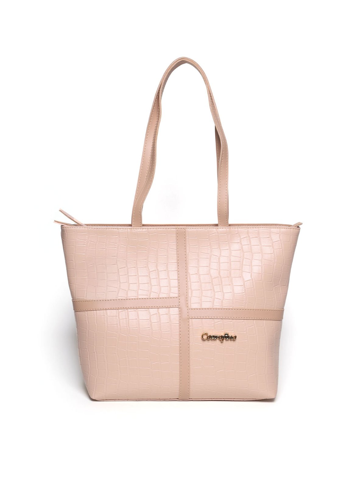 Bolsa Shopper Tiracolo Detalhes Tiras Zíper Puxador Nude BSI-5889 - NU