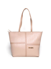 Bolsa Shopper Tiracolo Detalhes Tiras Zíper Puxador Nude BSI-5889 - NU