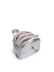 Bolsa Bag Couro Transversal 2 Zíperes Prata BSI-5071 - PT