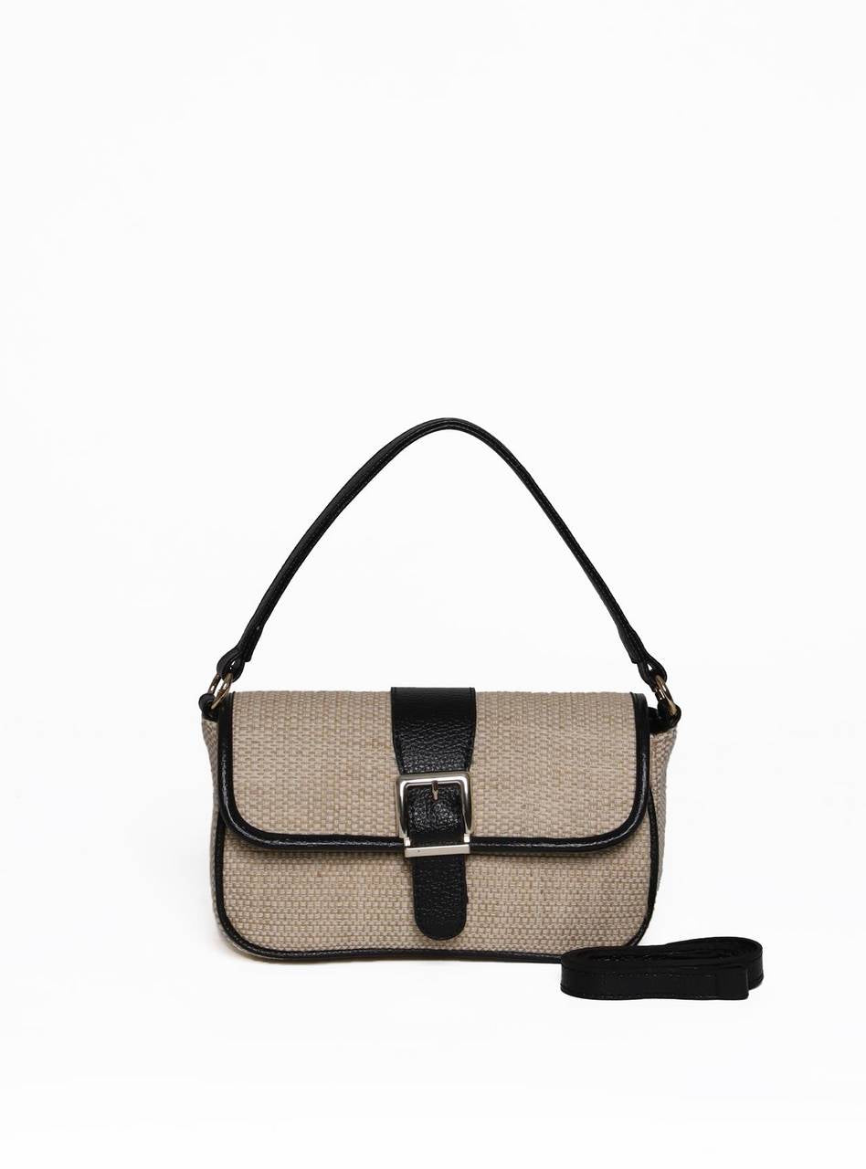 Bolsa Satchel de Mão em Palha Preta BSI-5986 - PR