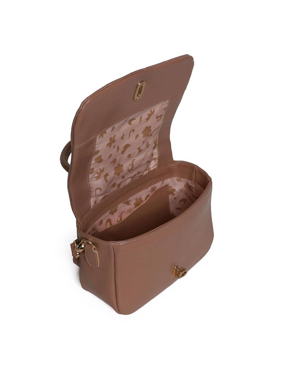 Bolsa Satchel Pequena Couro Alça Dupla - Nude BSI-5978 - NU