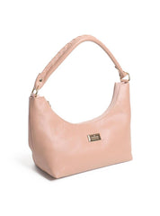 Bolsa Hobo Couro Média Alça Trançada Nude BSI-5899 - NU
