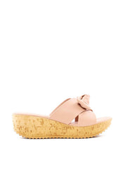 Tamanco Anabela de Cortiça com Laço - Nude SDI-12179 - NU