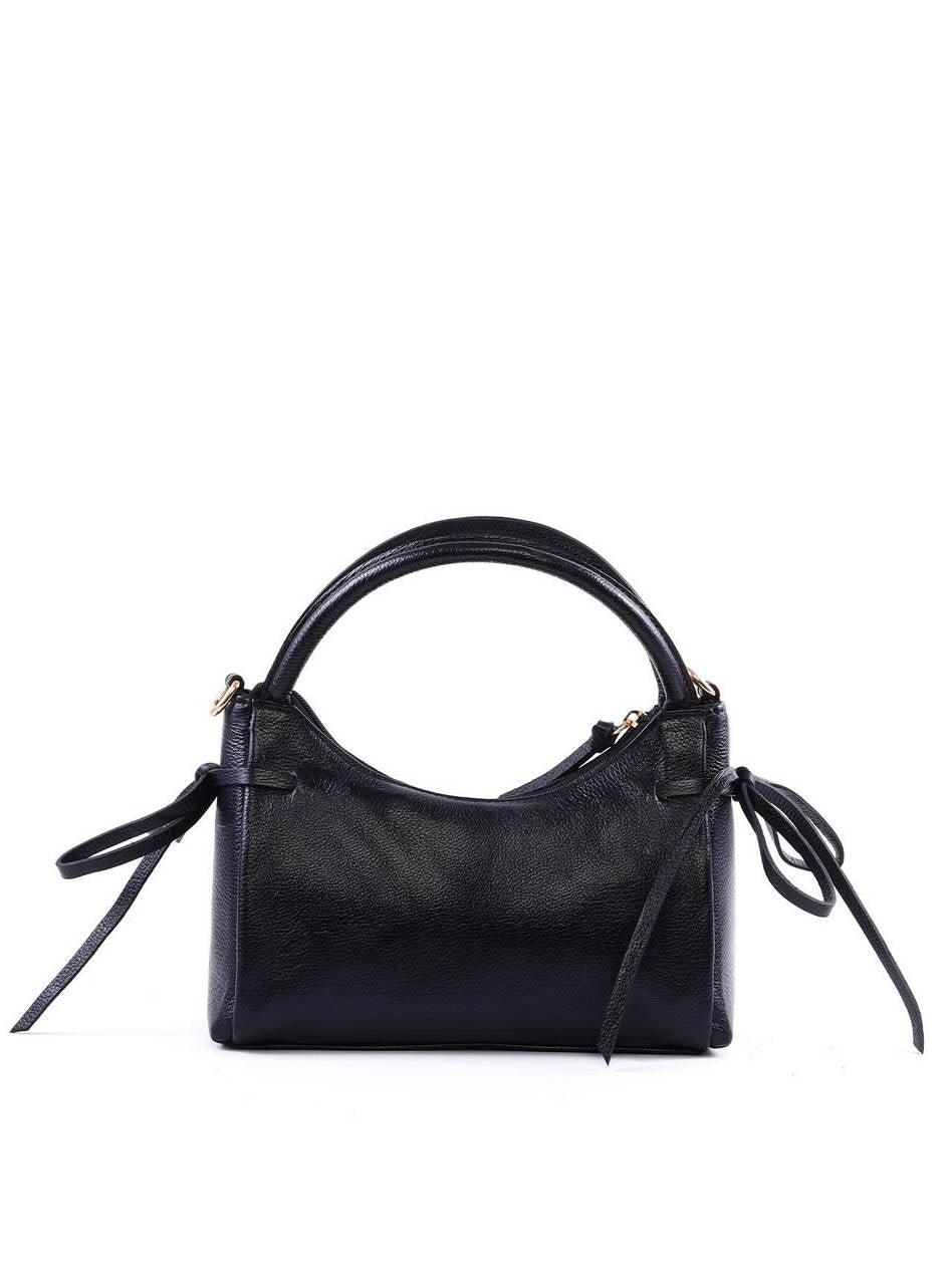 Bolsa Tote Média Enfeite Laços Laterais Alça Dupla - Preta BSI-6374 - PR