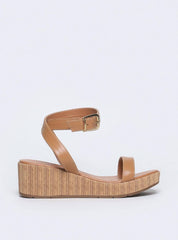 Sandália Feminina Plataforma Anabela Couro - Castor SDI-11561 - CS